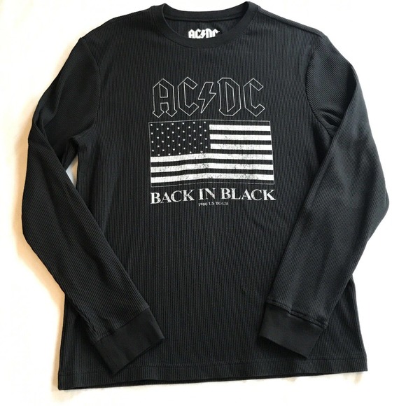 AC/DC | Shirts | Acdc Back In Black 98 Tour Thermal Waffle Knit Shirt ...